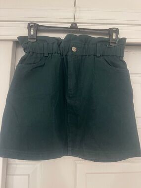 High-Waist Dark Green Mini Skirt